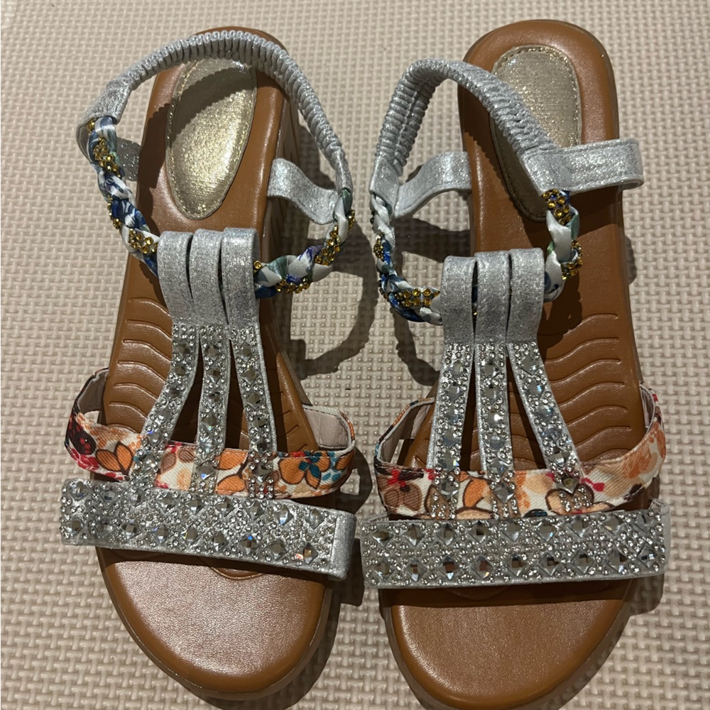 Elegant Silver and Multicolor Women's Sandals